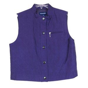 My Weekend Clothes Silk Quilted Buttondown Purple Vest w/ Zip Chest Pocket
